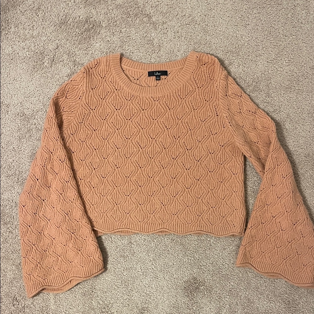 Lulu's Apricot Textured Knit Sweater